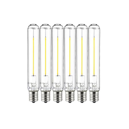 Sunlite LED Filament T6.5 Tubular Light Bulb 2W 25W Equiv 180 Lumens E17 Base NonDimmable ETL 2700K, 6PK 41072-SU